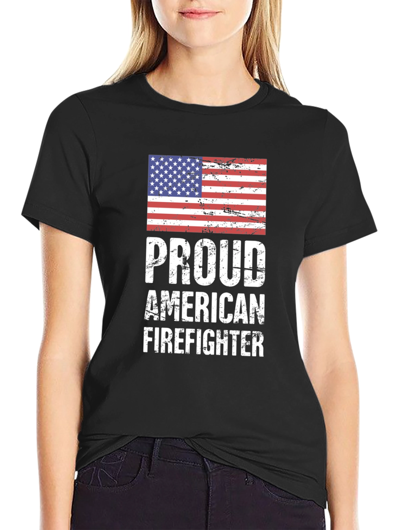 Proud American Firefighter Graphic T-Shirt