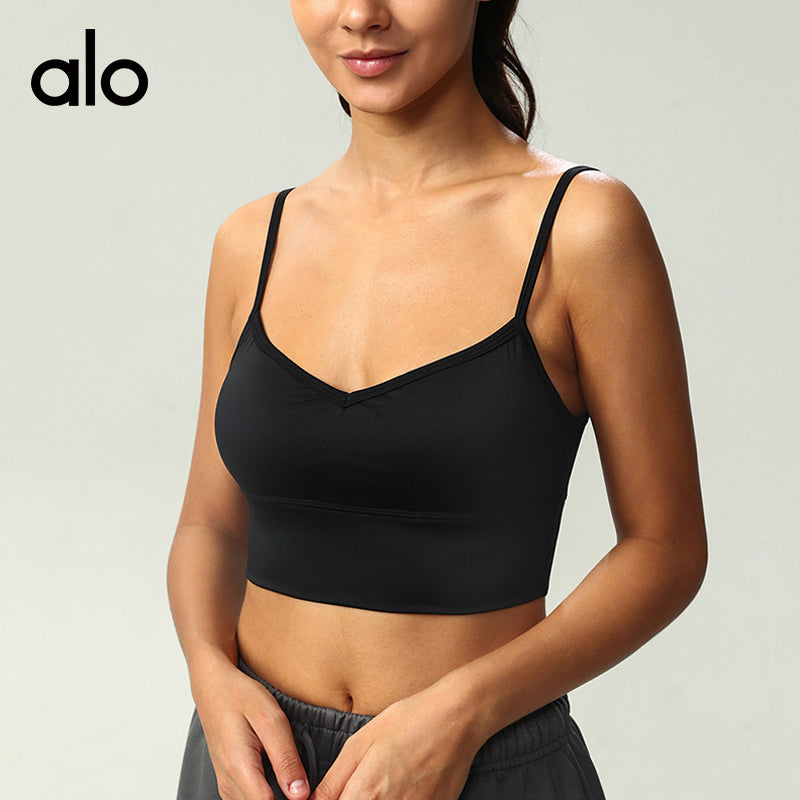Aloyoga Bare Sensuality V-neck Fitness Bra with Sexy Yoga Top and U-shaped Open Back Yoga Set