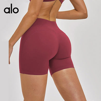 Alo Yoga Brushed High Waist Tight Hip Lifting Yoga Pants, Running Fitness Sports Shorts