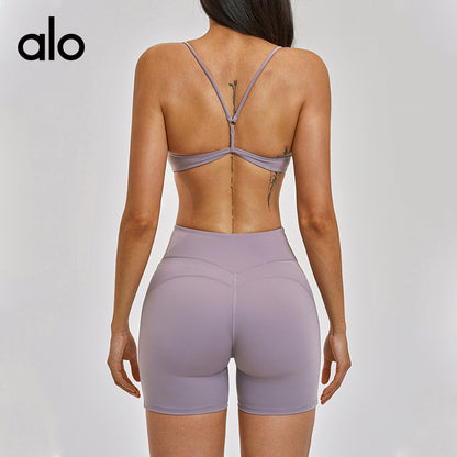 Alo Yoga Brushed High Waist Tight Hip Lifting Yoga Pants, Running Fitness Sports Shorts