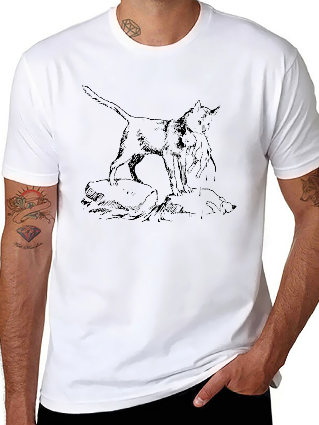 Black Wolf and Cub Graphic Tee