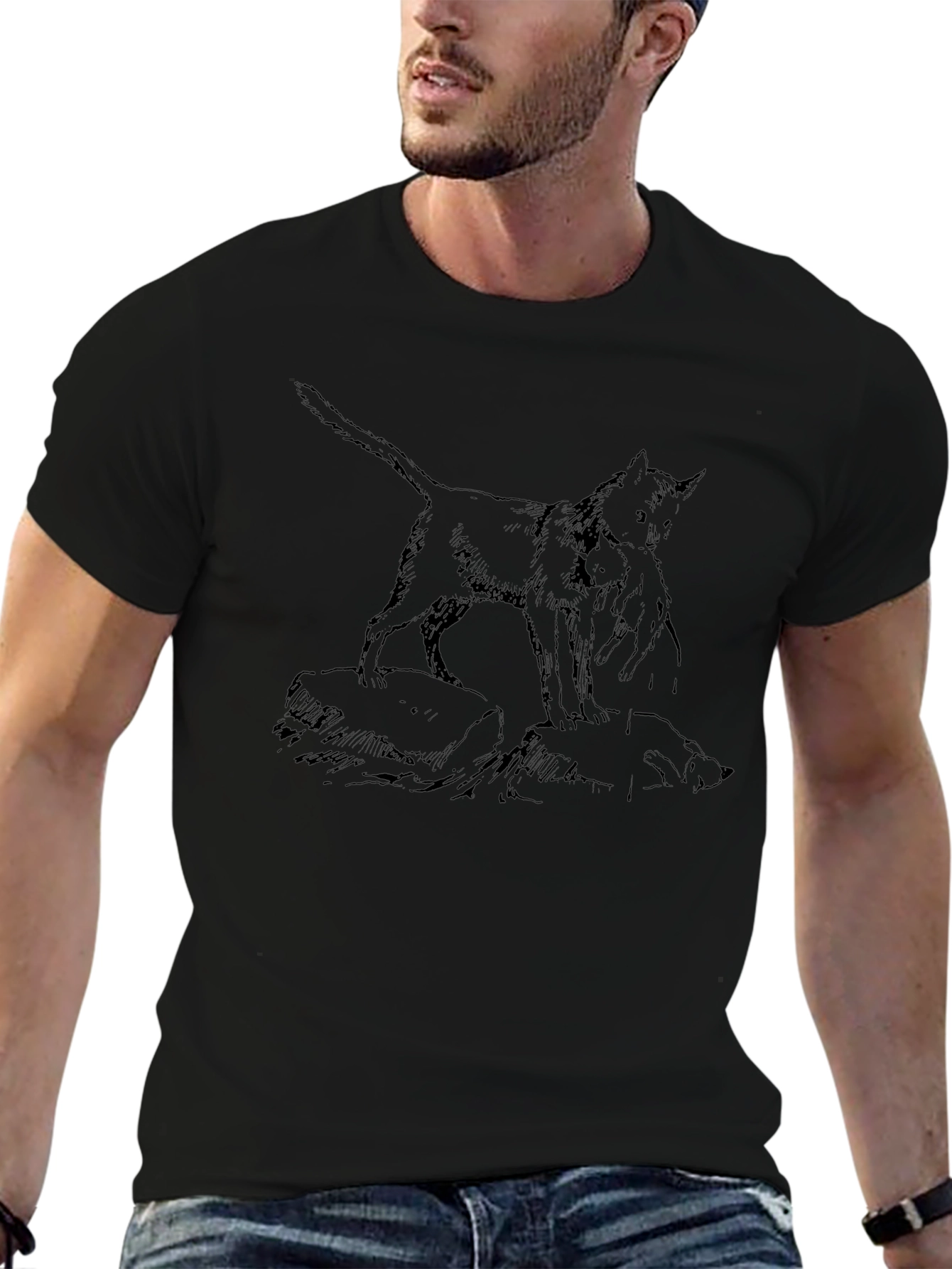Black Wolf and Cub Graphic Tee