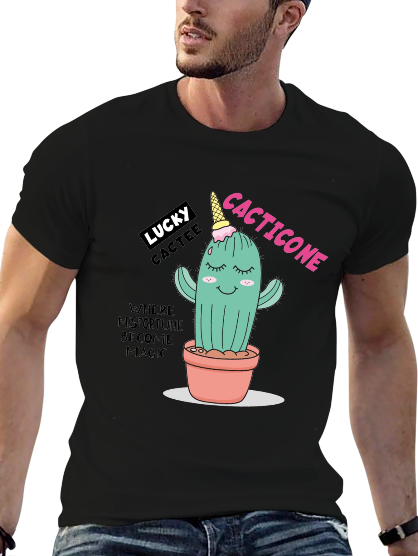 Lucky Cactee T-Shirt - Cactus Ice Cream Cone