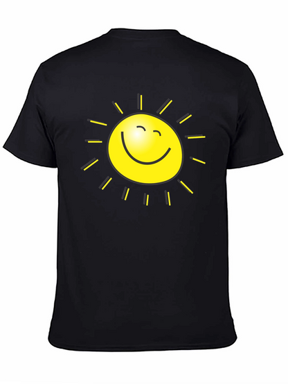 Happy Sun Graphic Tee - Black Cotton T-Shirt