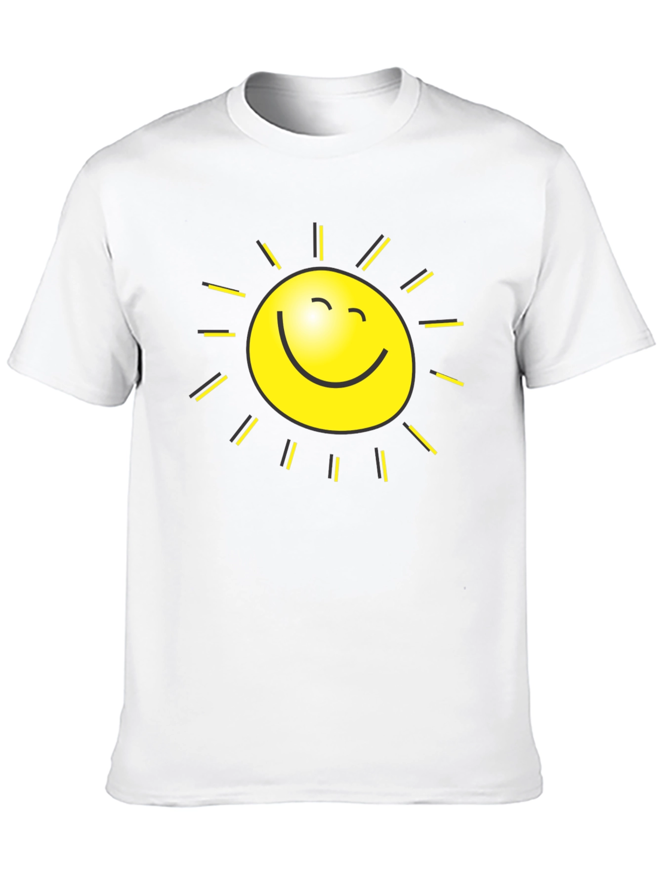 Happy Sun Graphic Tee - Black Cotton T-Shirt