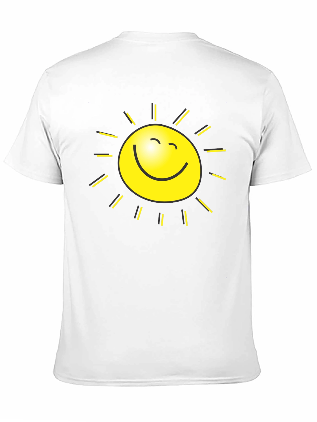 Happy Sun Graphic Tee - Black Cotton T-Shirt