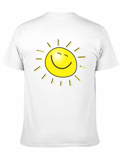 Happy Sun Graphic Tee - Black Cotton T-Shirt