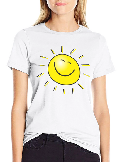 Happy Sun Graphic Tee - Black Cotton T-Shirt