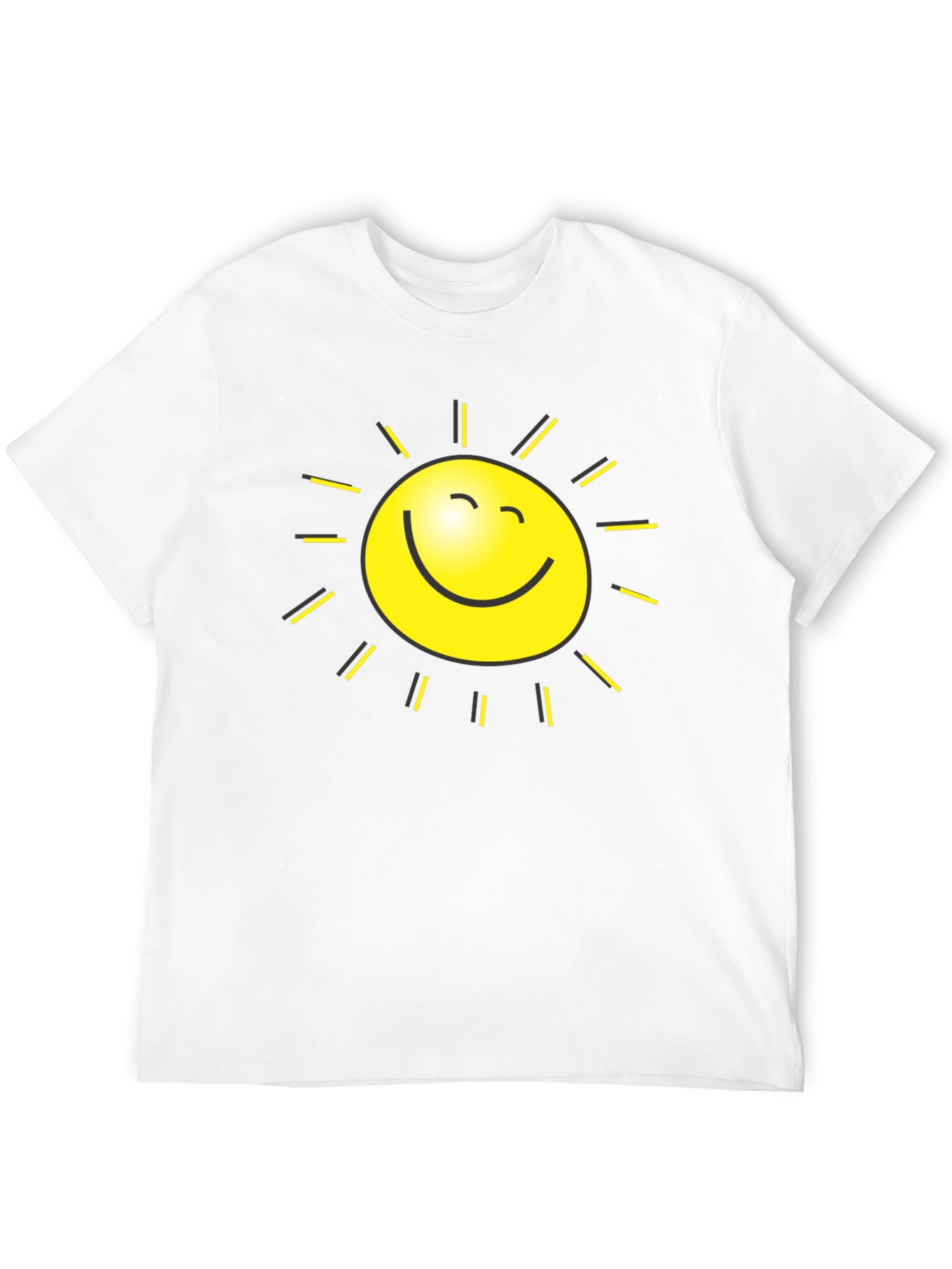 Happy Sun Graphic Tee - Black Cotton T-Shirt