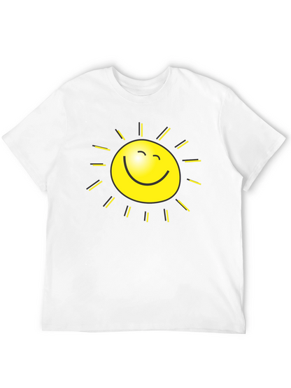 Happy Sun Graphic Tee - Black Cotton T-Shirt