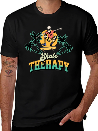 Skate Therapy Graphic Tee - Black Cotton T-Shirt