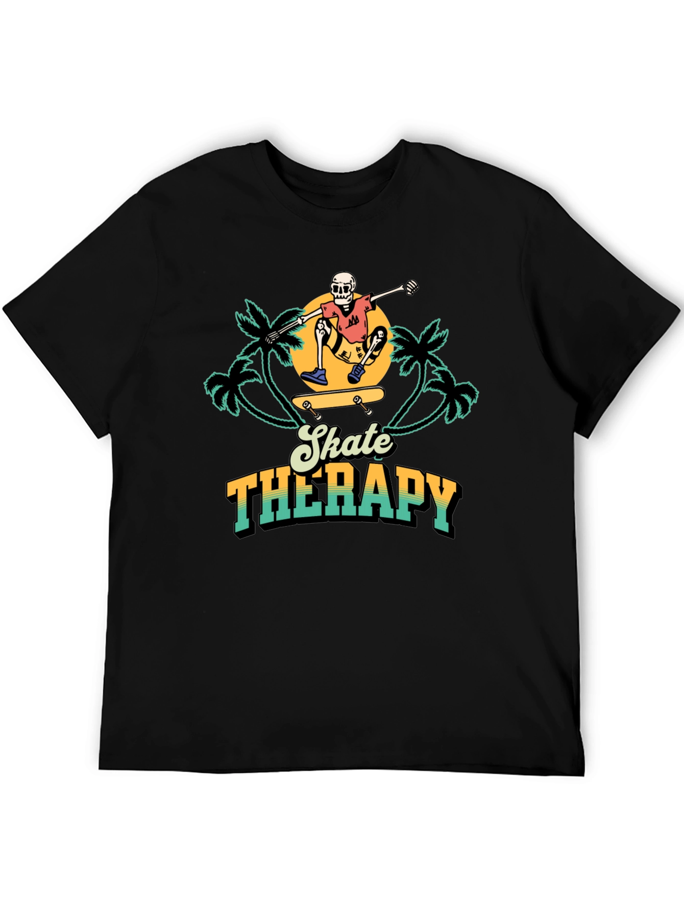 Skate Therapy Graphic Tee - Black Cotton T-Shirt