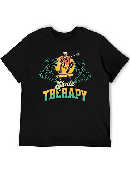 Skate Therapy Graphic Tee - Black Cotton T-Shirt