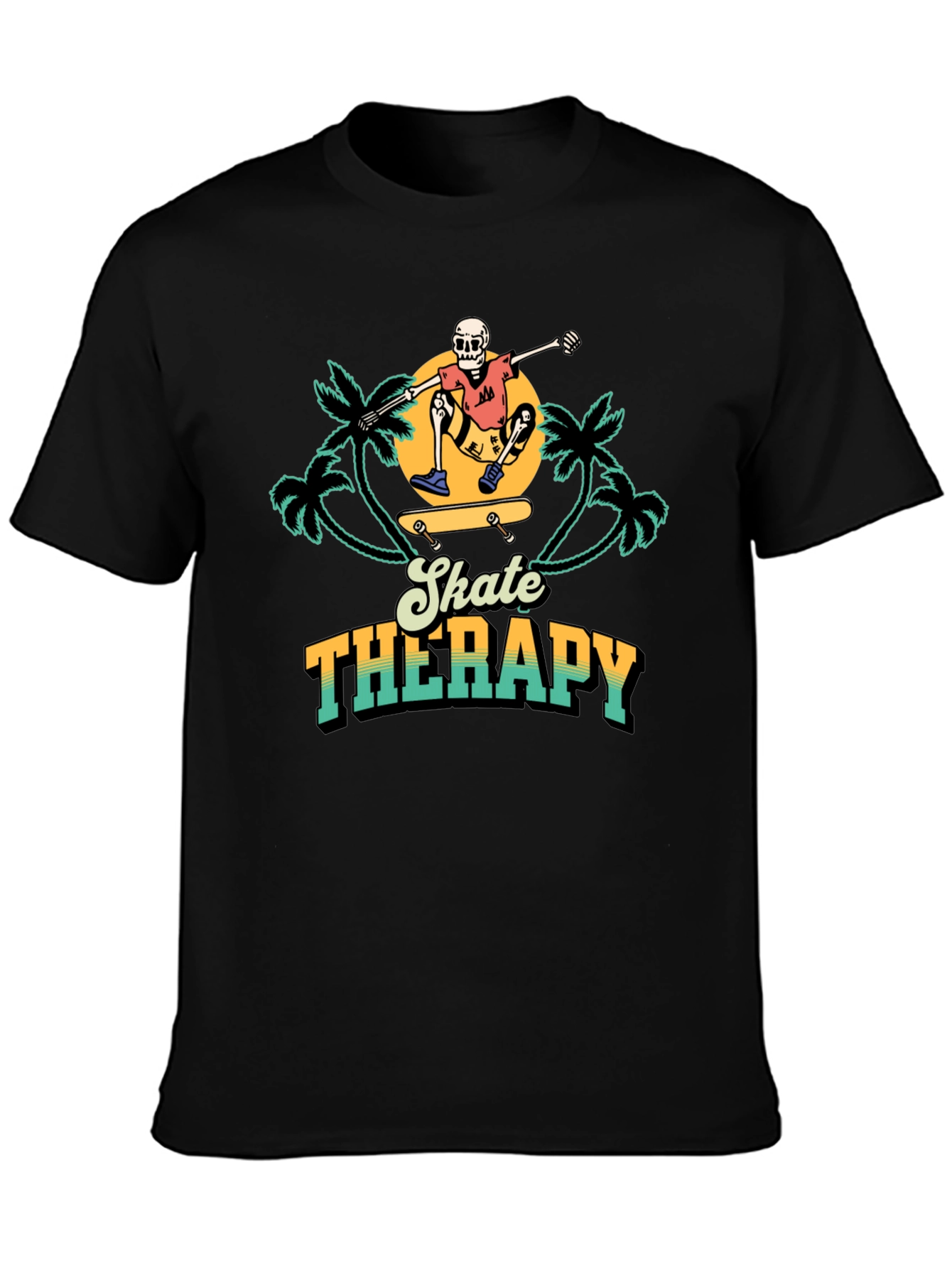 Skate Therapy Graphic Tee - Black Cotton T-Shirt