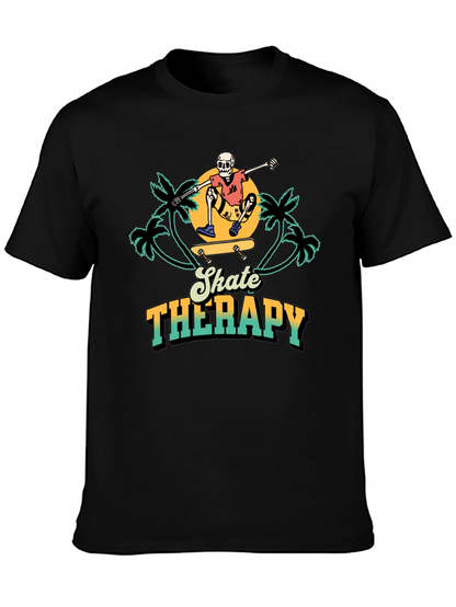 Skate Therapy Graphic Tee - Black Cotton T-Shirt