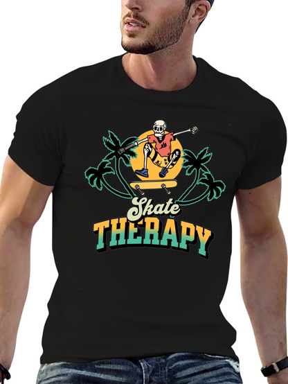 Skate Therapy Graphic Tee - Black Cotton T-Shirt