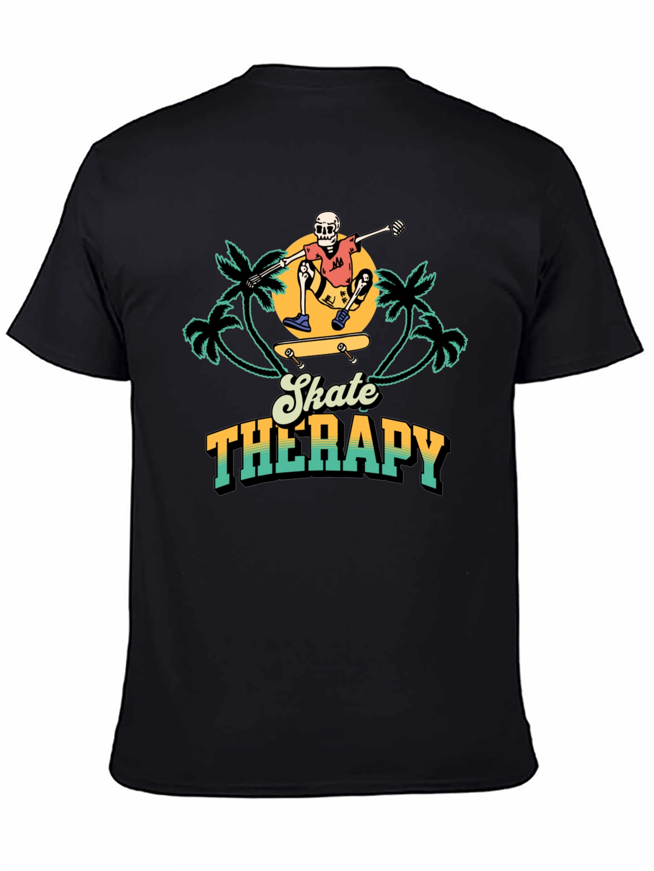 Skate Therapy Graphic Tee - Black Cotton T-Shirt