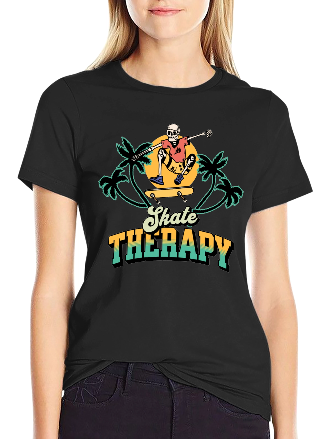 Skate Therapy Graphic Tee - Black Cotton T-Shirt
