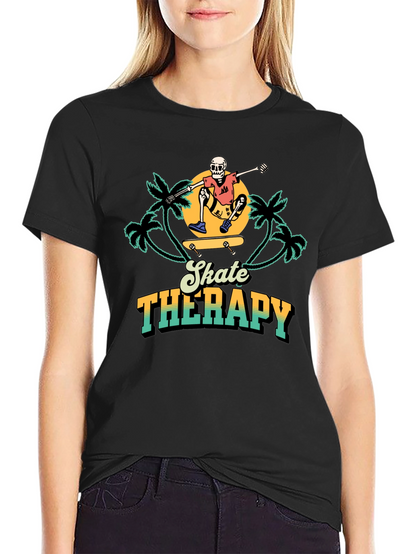 Skate Therapy Graphic Tee - Black Cotton T-Shirt