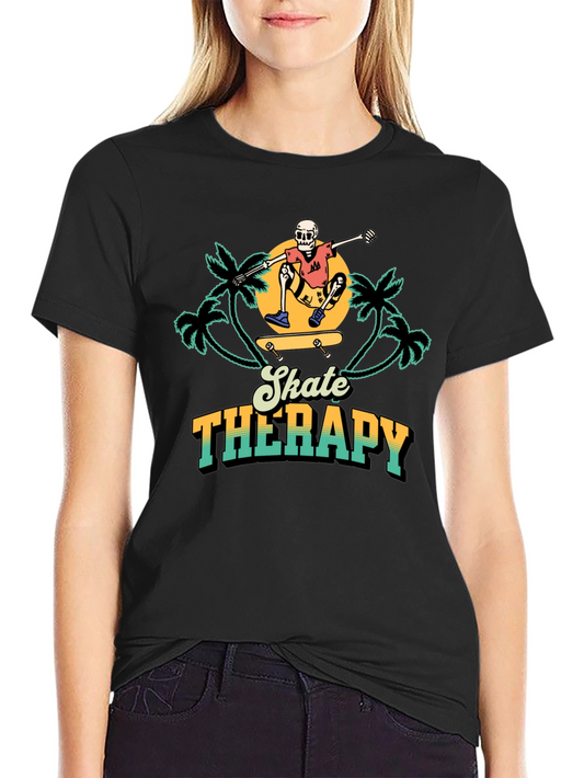 Skate Therapy Graphic Tee - Black Cotton T-Shirt