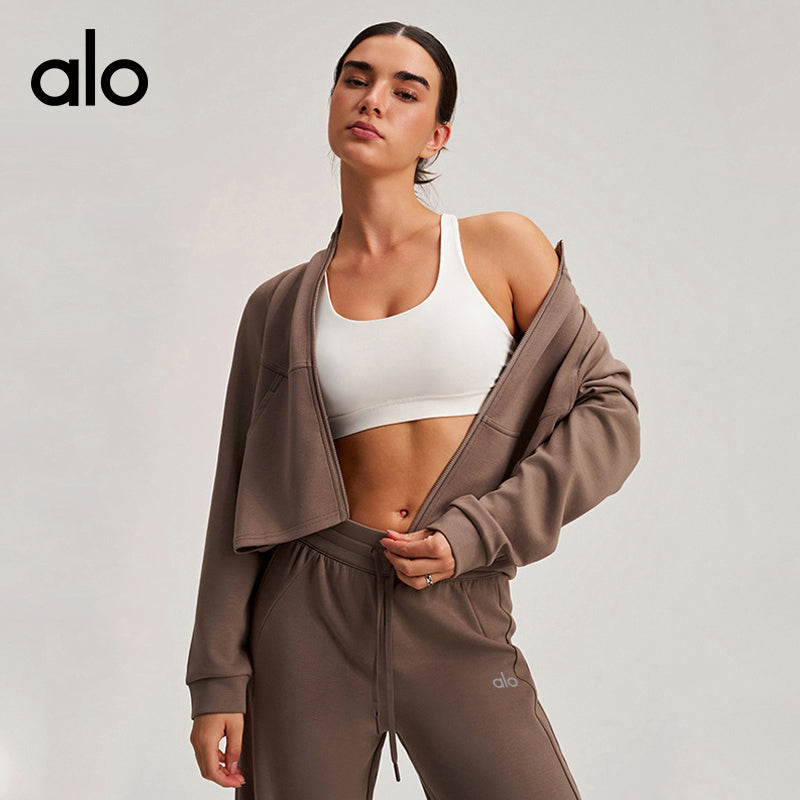 Alo Yoga Stand Collar Sports Jacket, Slim Fit Versatile Figure-Flattering Fitness Coat, Loose Casual Top