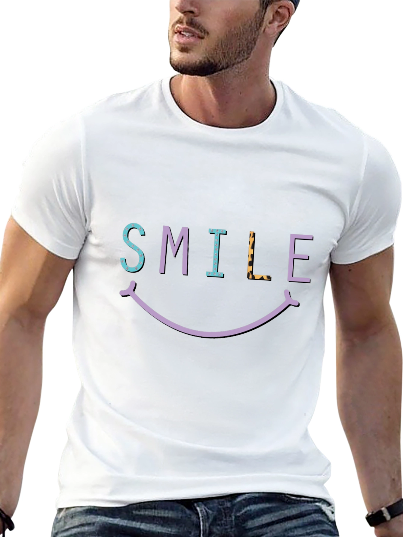 Smile Graphic T-Shirt - Black Short Sleeve