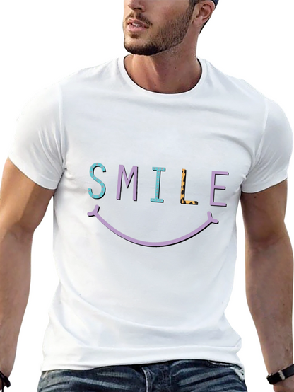 Smile Graphic T-Shirt - Black Short Sleeve