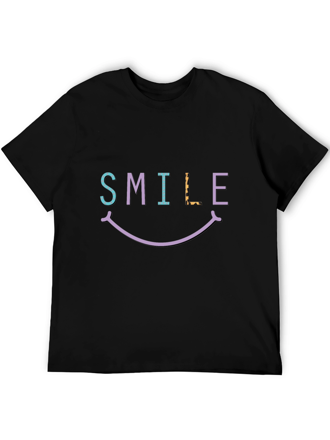 Smile Graphic T-Shirt - Black Short Sleeve