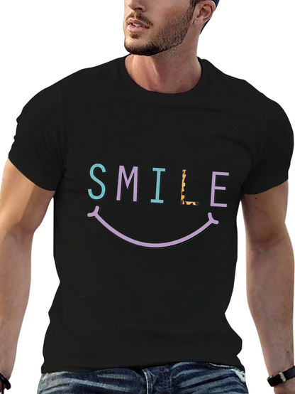 Smile Graphic T-Shirt - Black Short Sleeve