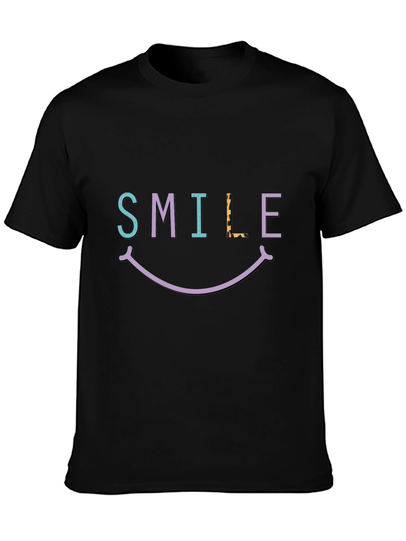Smile Graphic T-Shirt - Black Short Sleeve