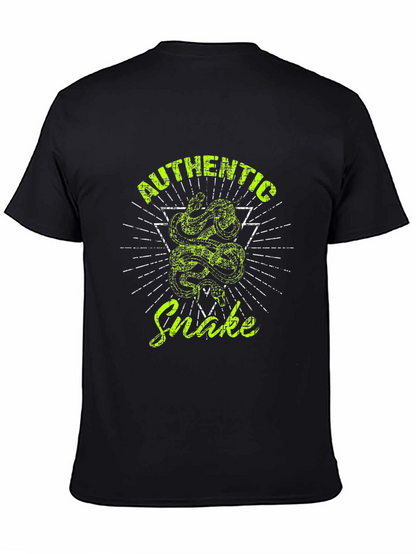 Authentic Snake Graphic Print Black T-Shirt