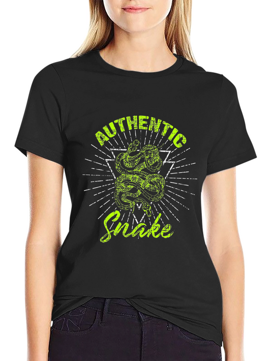 Authentic Snake Graphic Print Black T-Shirt