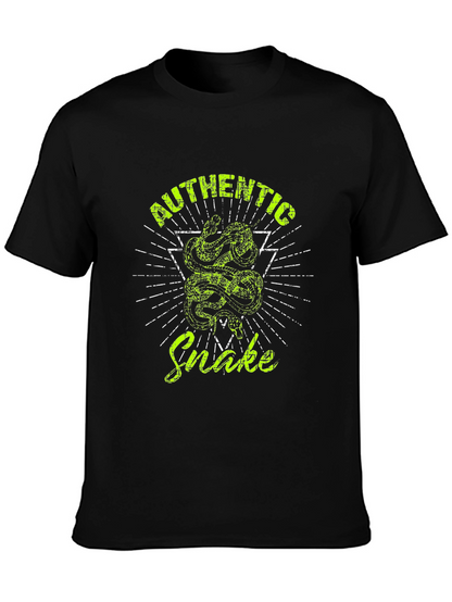 Authentic Snake Graphic Print Black T-Shirt