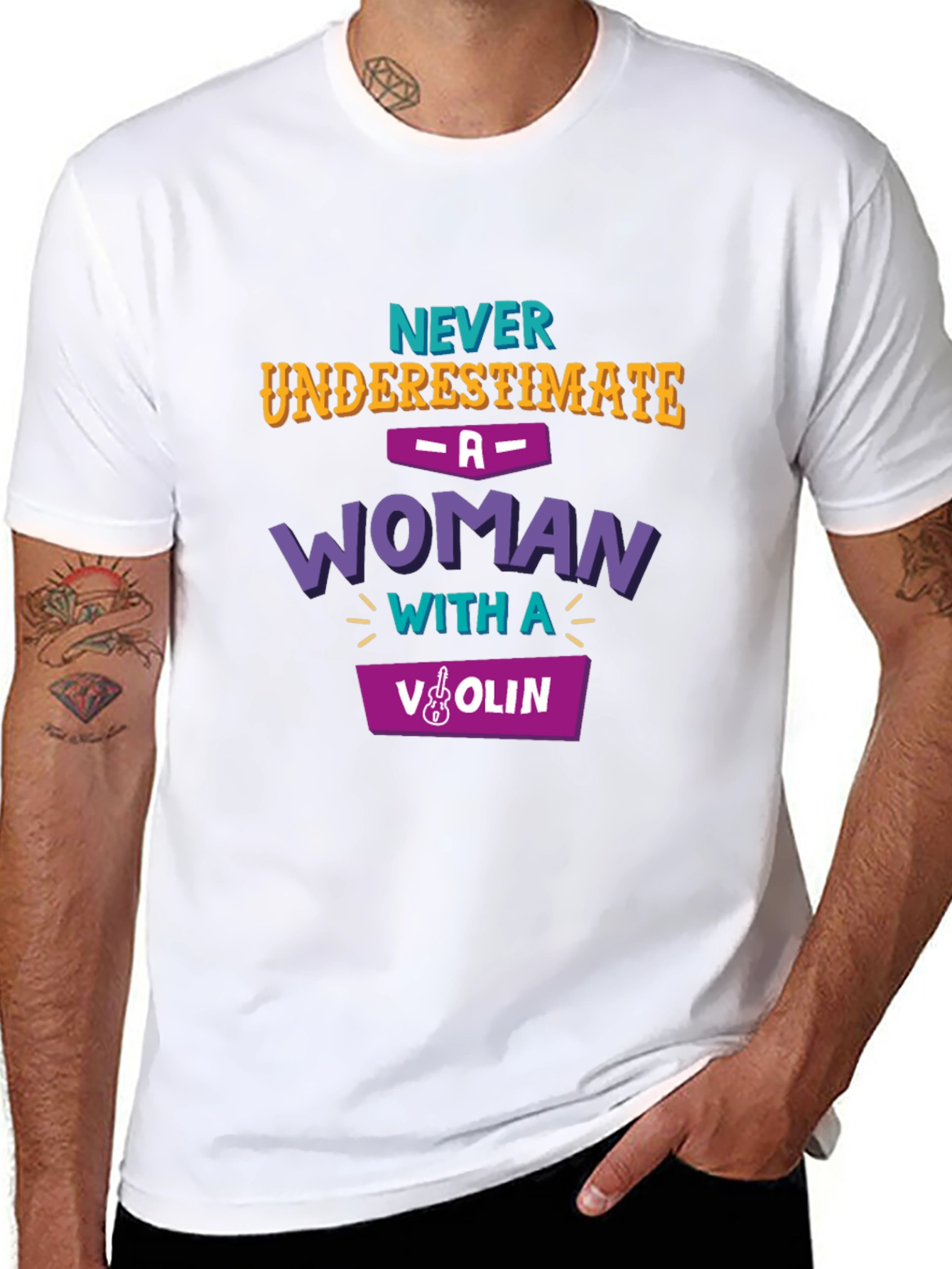 Never Underestimate Woman with Violin T-Shirt