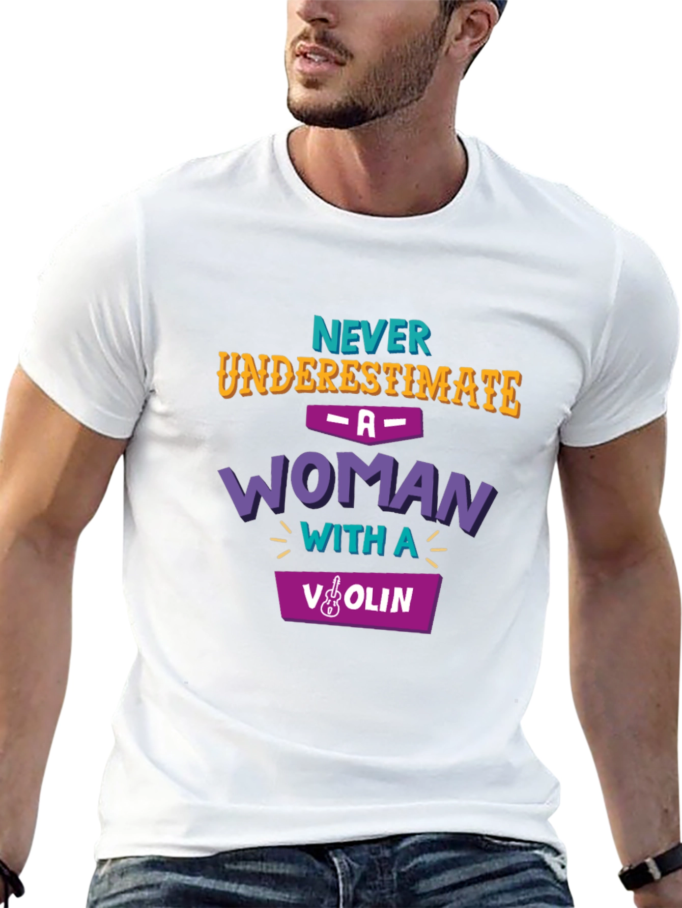 Never Underestimate Woman with Violin T-Shirt