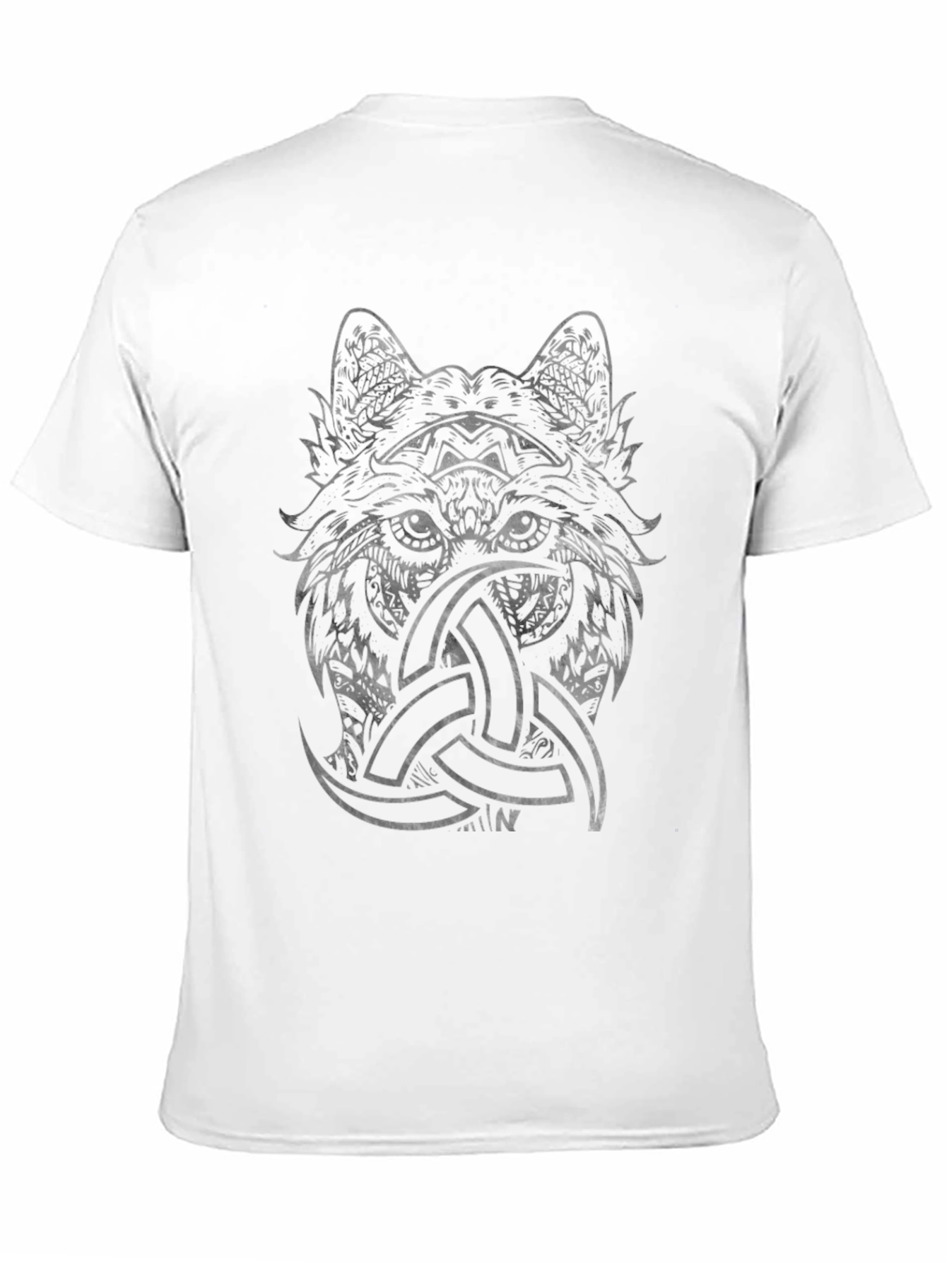 Wolf Head Triquetra Graphic Print Black Tee
