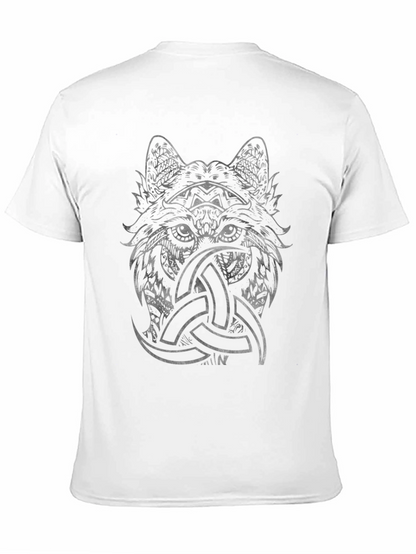 Wolf Head Triquetra Graphic Print Black Tee