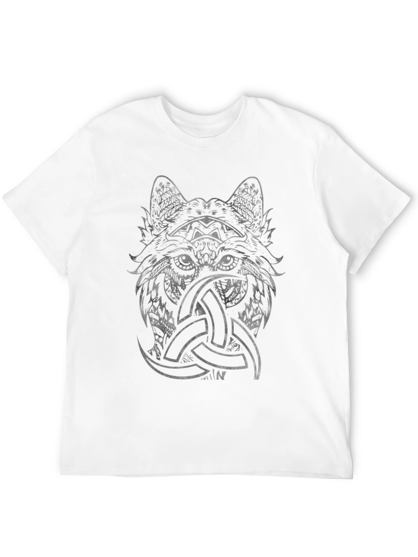 Wolf Head Triquetra Graphic Print Black Tee