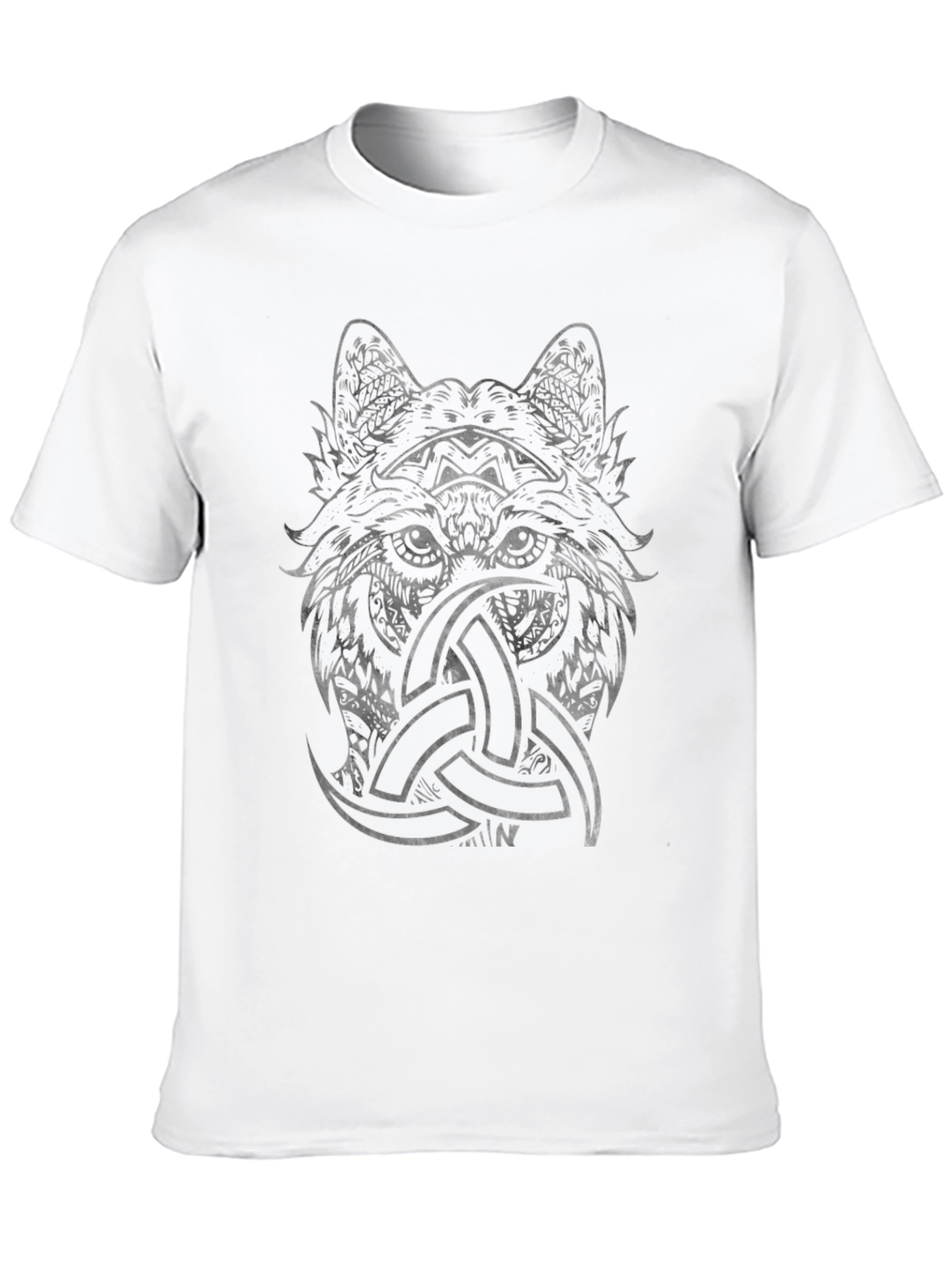 Wolf Head Triquetra Graphic Print Black Tee