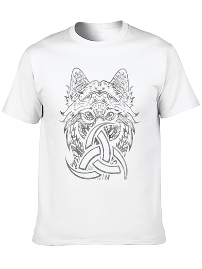 Wolf Head Triquetra Graphic Print Black Tee