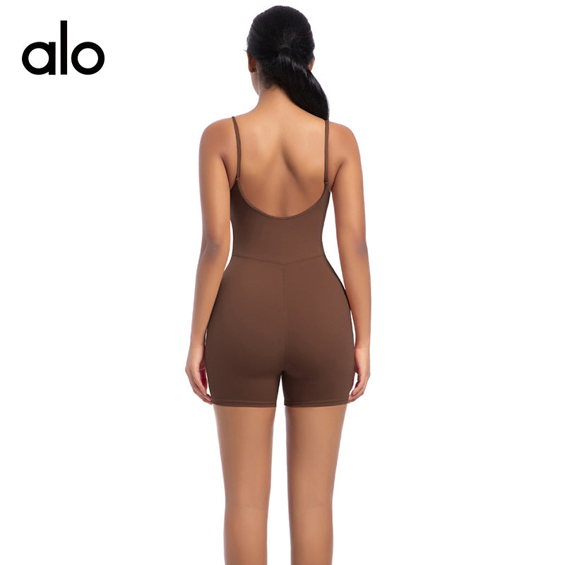 Alo Yoga Casual Strap Racerback Yoga Jumpsuit, Butt Lifter One-Piece Shorts for Sports & Fitness