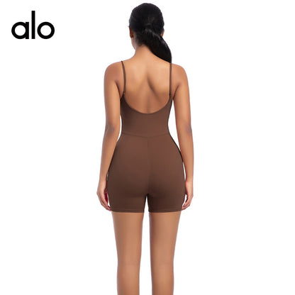 Alo Yoga Casual Strap Racerback Yoga Jumpsuit, Butt Lifter One-Piece Shorts for Sports & Fitness