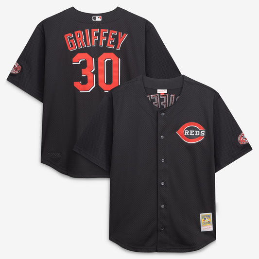 Ken Griffey Jr. Cincinnati Reds Mitchell &amp;amp; Ness Big &amp;amp; Tall Cooperstown Mesh Batting Practice Jersey - Black
