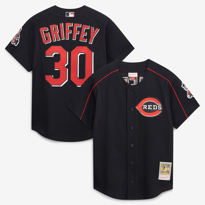 Ken Griffey Jr. Cincinnati Reds Mitchell &amp;amp; Ness Cooperstown Collection Authentic Mesh Batting Practice Jersey - Black