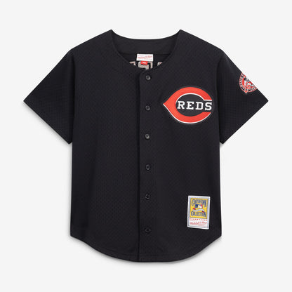 Ken Griffey Jr. Cincinnati Reds Mitchell &amp;amp; Ness Cooperstown Collection Mesh Batting Practice Button-Up Jersey - Black