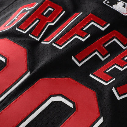 Ken Griffey Jr. Cincinnati Reds Mitchell &amp;amp; Ness Cooperstown Collection Mesh Batting Practice Button-Up Jersey - Black