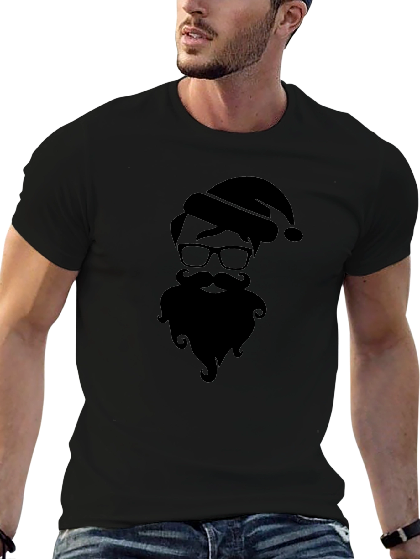 Hipster Santa Silhouette Graphic Tee