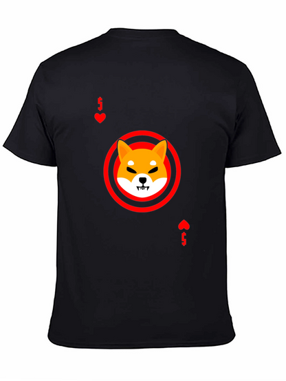 Shiba Inu Ace of Hearts Graphic Black T-Shirt