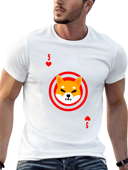 Shiba Inu Ace of Hearts Graphic Black T-Shirt