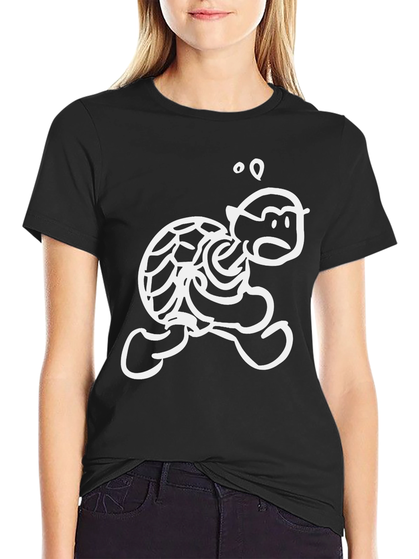 Funny Cartoon Turtle T-Shirt - Black